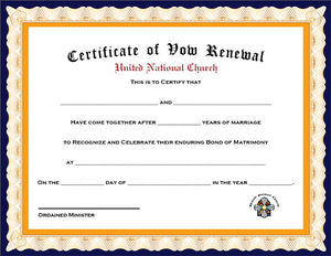 Pack of 4 Renewal of Vows Certificates